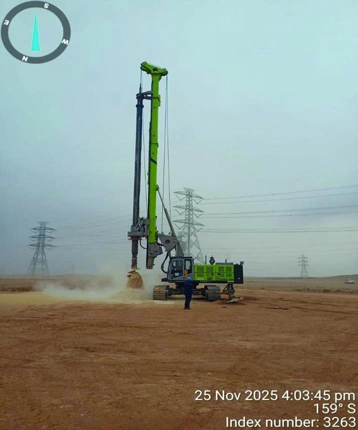 Foundation drilling rig at project site