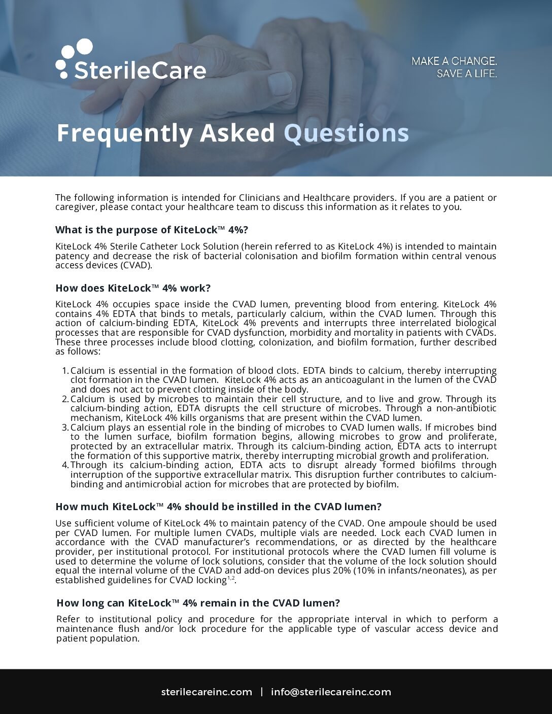 First page of the KiteLock Frequently Asked Questions